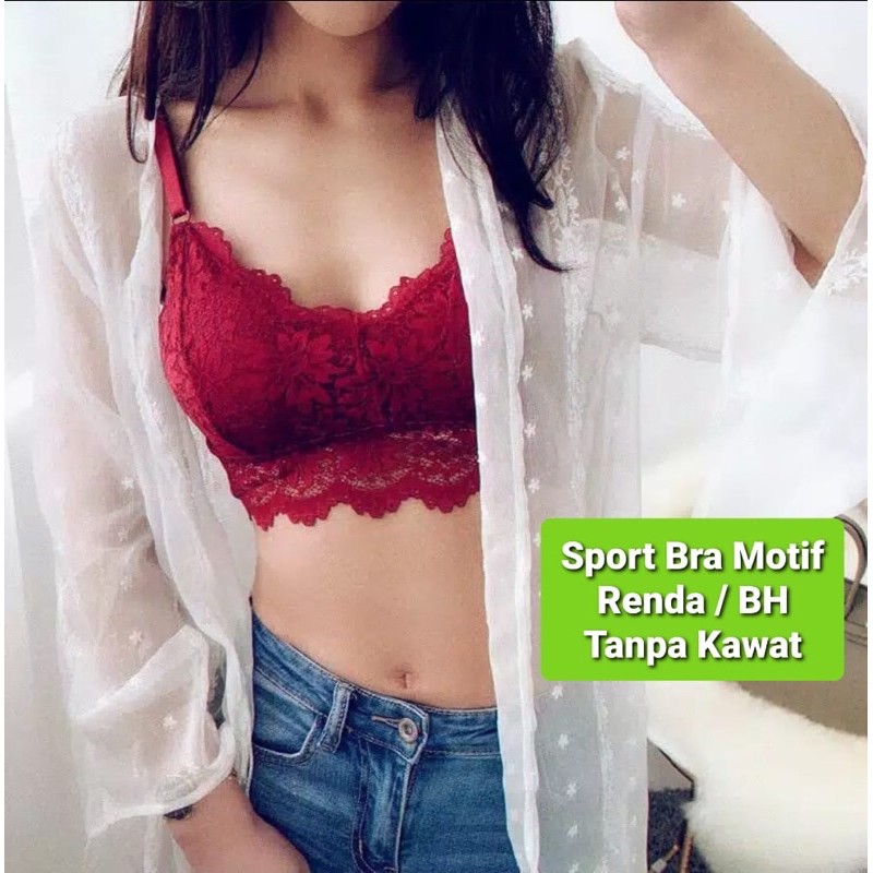 sport bra motip renda BH tanpa kawat