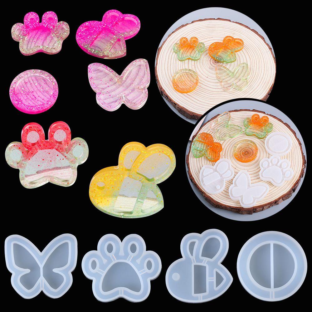 R-flower Shaker Resin Cetakan Kupu-Kupu Membuat Perhiasan Alat Liontin Kristal Gantungan Kunci Cetakan