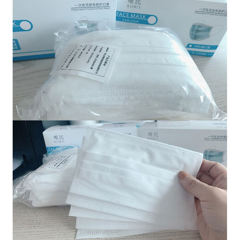 WIEMIN Masker Bedah Filter Udara Anti Polusi Virus Corona 3-Ply 50 PCS