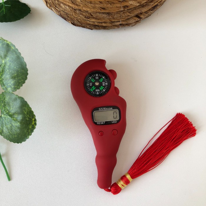 (PROMO) [COD] Tasbih Digital Kayu Tasbih Digital LED Alat Hitung Dzikir Muslim - Merah Polos