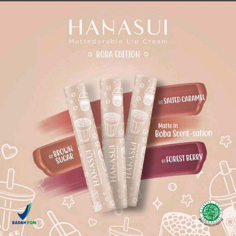 HANASUI LIPCREAM BOBA / HANASUI MATTEDORABLE LIPCREAM BOBA EDITION