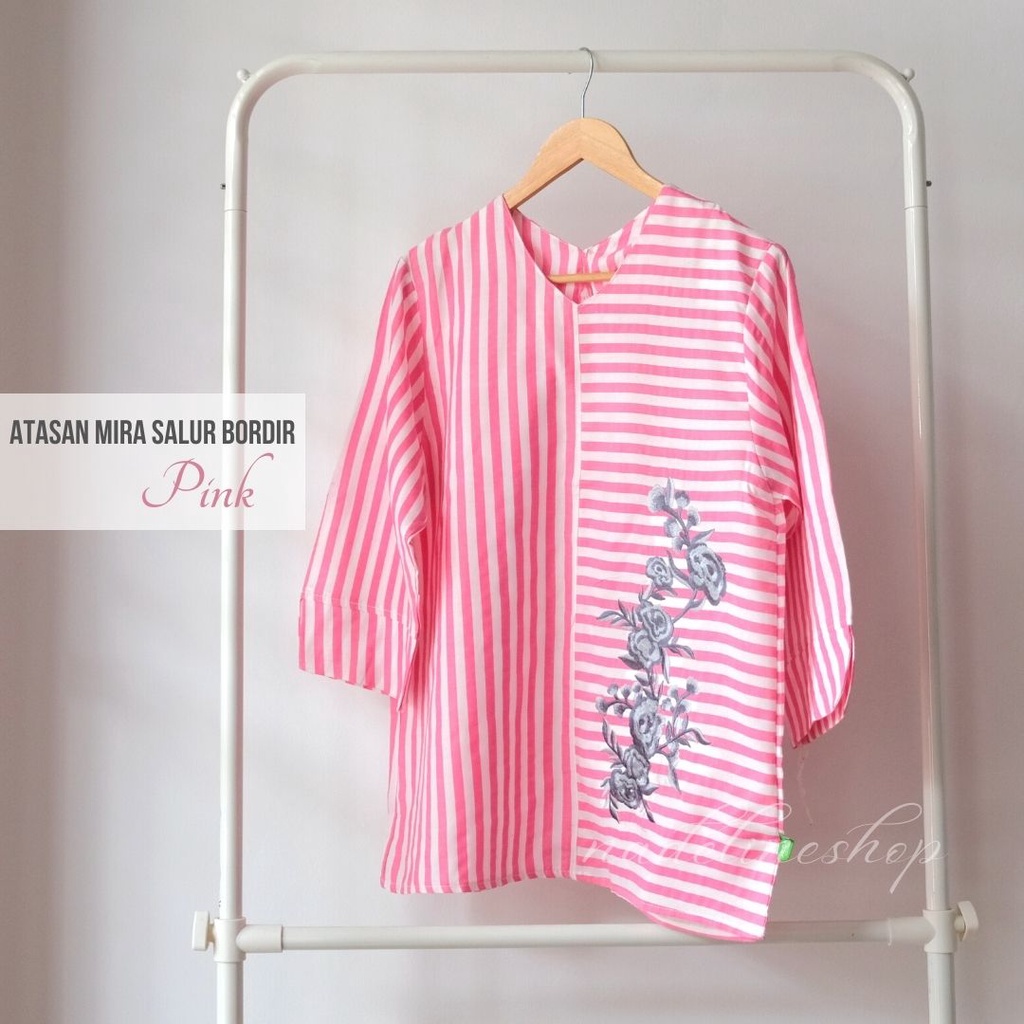 BAJU ATASAN BASIC BLOUSE WANITA MUSLIM & CASUAL - KIKA & MIRA SALUR TOP-MIRA - PINK