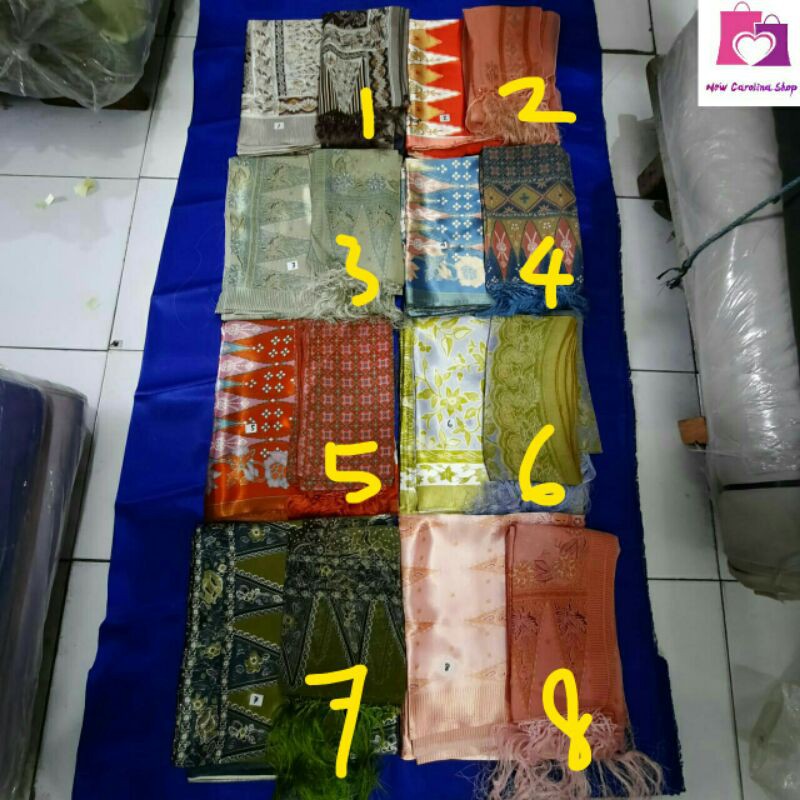 Set kain sarung kebaya + selendang rumbai 2in1