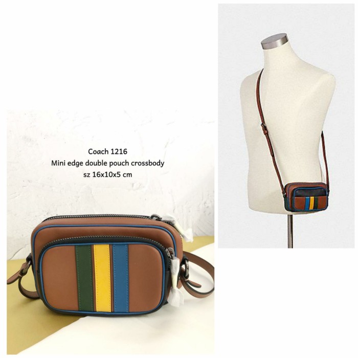 TAS WANITA CROSSBODY BRANDED ORIGINAL - COCH MINI EDGE BROWN MULTI