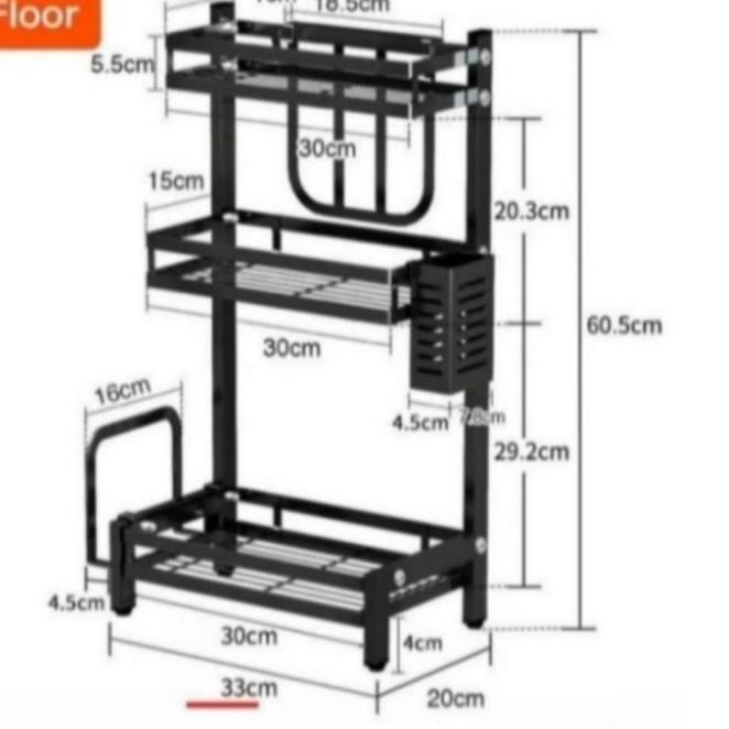 New - Rak Bumbu besi 3 susun / Rak piring wastafel / Rak seperti IKEA
