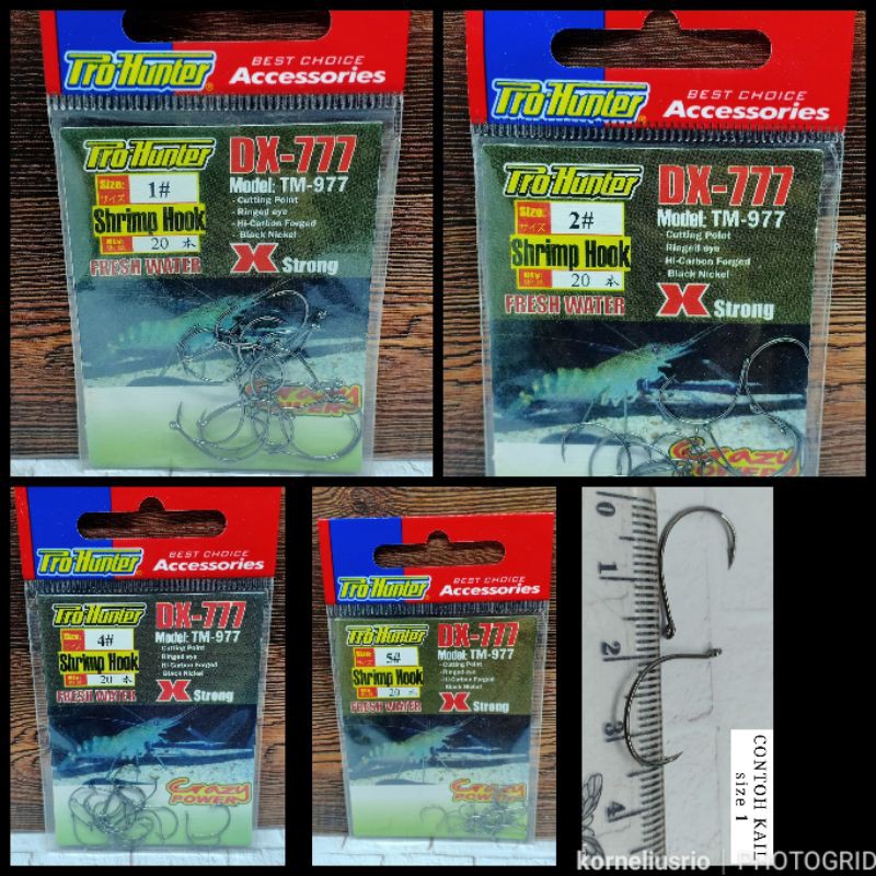 PRO HUNTER SHRIMP HOOK DX-77 MODEL TM-997 XTRONG KAIL BLACK NICKEL KAIL UDANG KUAT KAIL SHRIMP