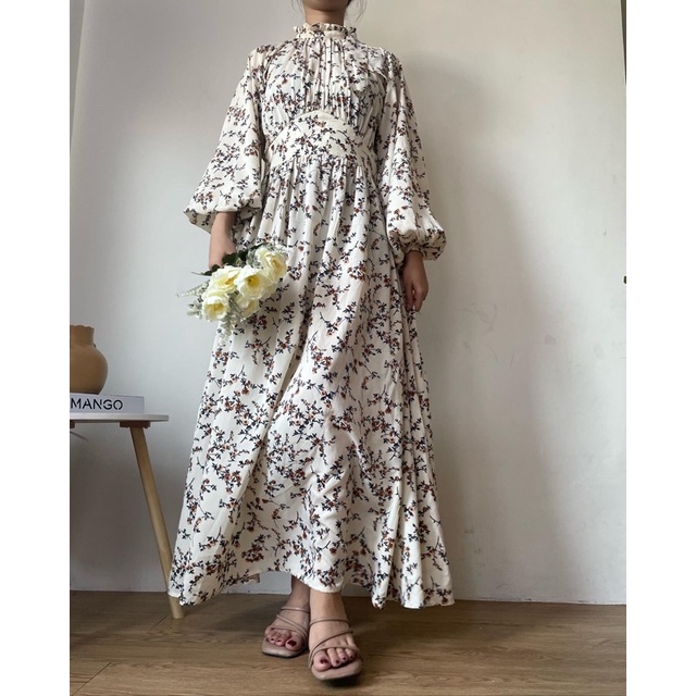 Zéa - Diora - Dress Korea Motif Bunga Crincle Busui Maxi