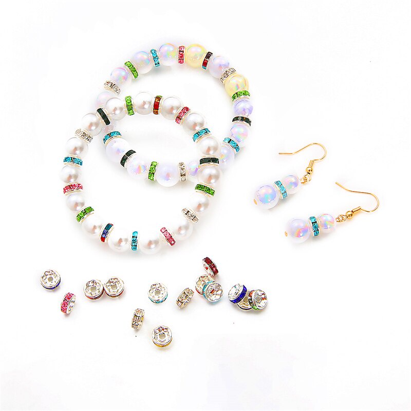 180/400 pcs Multicolor Logam Kristal Berlian Imitasi Longgar Spacer Beads Kit Gelang Kalung Anting-Anting DIY Perhiasan Membuat Aksesoris