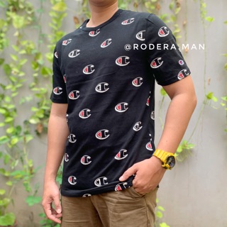  Kaos  Champion  Life Men Heritage Tee All Over Logo Original  