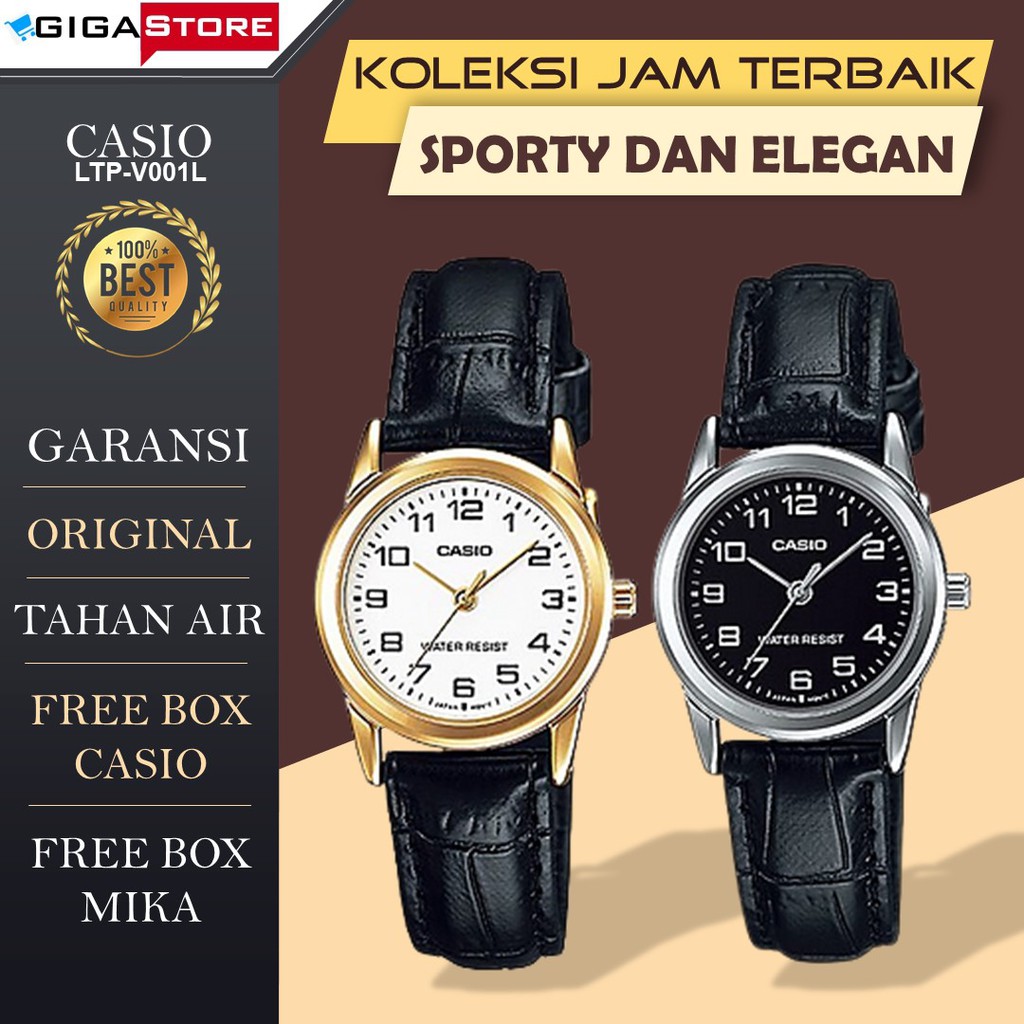 Jam Tangan Wanita Cewe Casio LTP V001L G Shock Gshock Original Tahan Anti Air Cewek Perempuan Analog