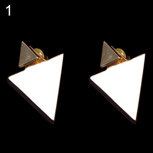 Hu Hu Hu Hu Hu Alat Bantu Pasang Kacamata♡ Anting Tusuk Asimetris Bentuk Segitiga Bahan Alloy Warna Emas / Silver Untuk Wanita