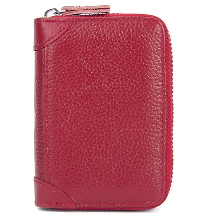 VKD RIZKY-LOKAL Dompet Abg Wanita Kulit Asli RFID dengan Resleting 20 Kard Slots ☌ Diskon