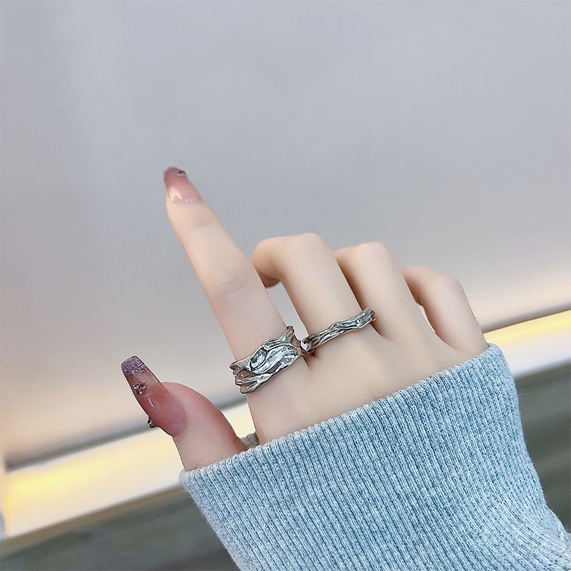 Cincin Model Asimetris Gaya Harajuku Untuk Wanita