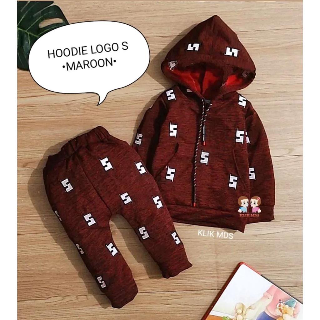 Setelan Anak Bayi Laki-Laki Motif Hoodie SQ Dan Celana Usia 0-2 Tahun