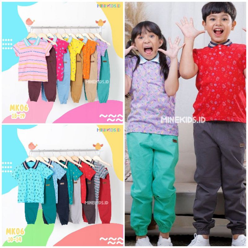 COD Set Polo Jogger Minekids | Setelan kaos polo celana jogger anak Minekids.id