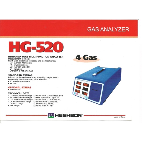 Heshbon Exhaust Gas Analyzer HG-520 /Alat Uji Emisi Kendaraan