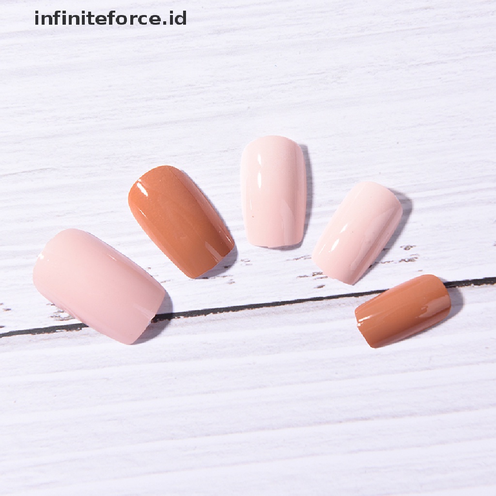 Infiniteforce.id 24pcs / Set Kuku Palsu Panjang Bahan Akrilik Untuk Nail Art