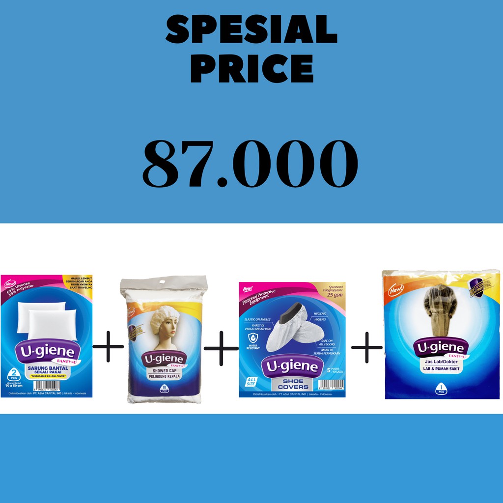 

Shower Cap / Shoe Cover / Jas Dokter / Sarung Bantal / APD / SPESIAL BUNDLING/ Ugiene