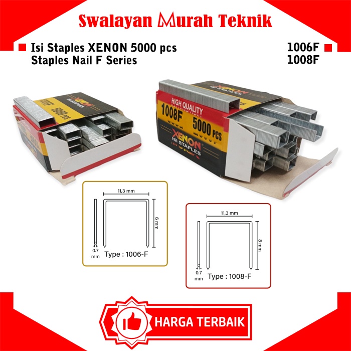 

Isi Staples Tangan Manual XENON 1006F/1008F Gun Tacker Hekter Refill 5000pcs