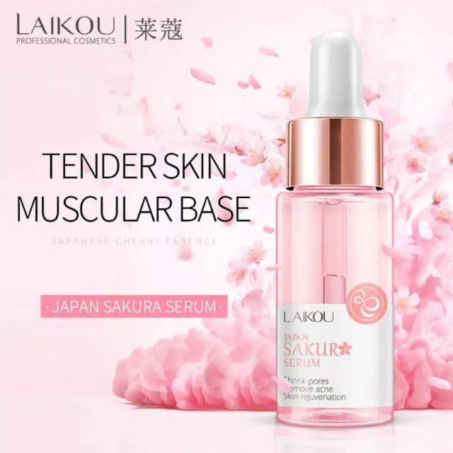 LAIKOU Sakura Essence Mengecilkan Pori Pori Anti Aging Jerawat Serum ORIGINAL BPOM