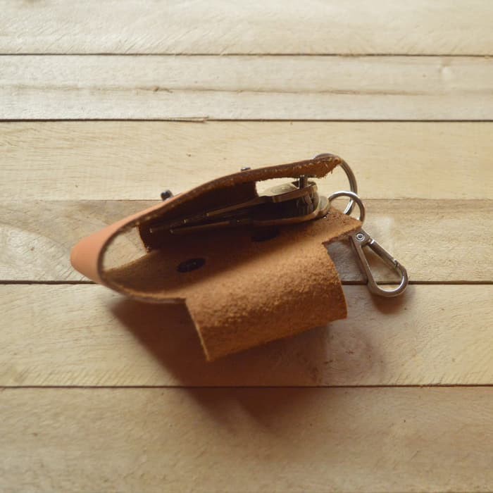 gantungan kunci kulit tan - key wallet - key organizer - key holder