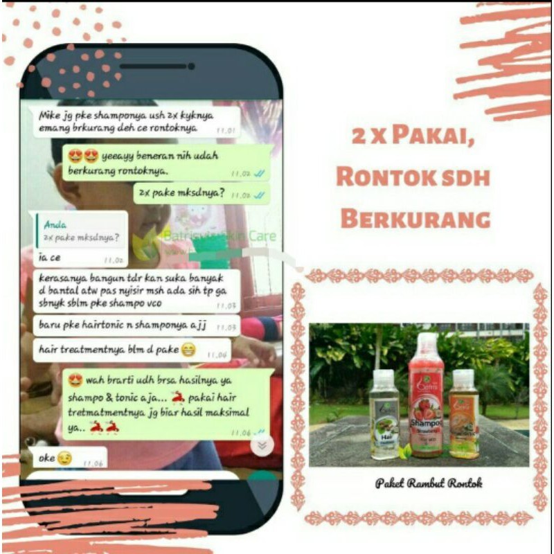 shampoo perawatan rambut anti rontok batrisyia herbal shampo stawberry lemon hair tonic batrisya6