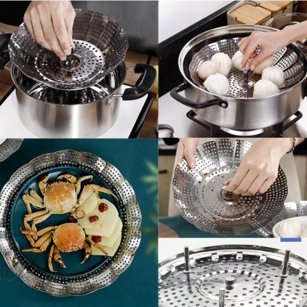 Alat Kukus Lipat Serbaguna - Kukusan Stainless Steel Flexible Steamer