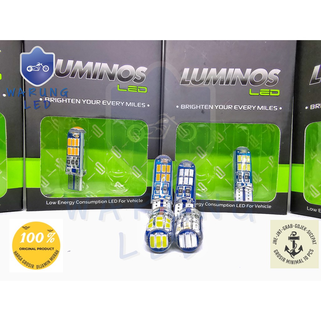LAMPU LED T10 2 MODE  KEDIP DIAM 9 NINE Luminos senja sein plat mundur 15 Titik SET-2