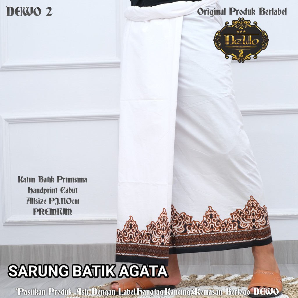 AGATA Sarung Batik Pria Cowok Dewasa Premium Motif Batik Lebaran Asli Solo ALL Size DEWO