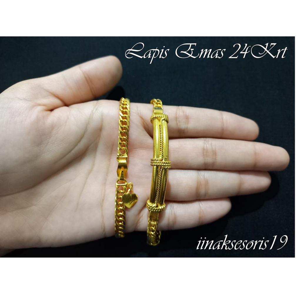 Gelang Wanita Gelang Emas Gelang Tangan Wanita Aksesoris Wanita Lapis Emas 24krt MODEL BAMBU 2