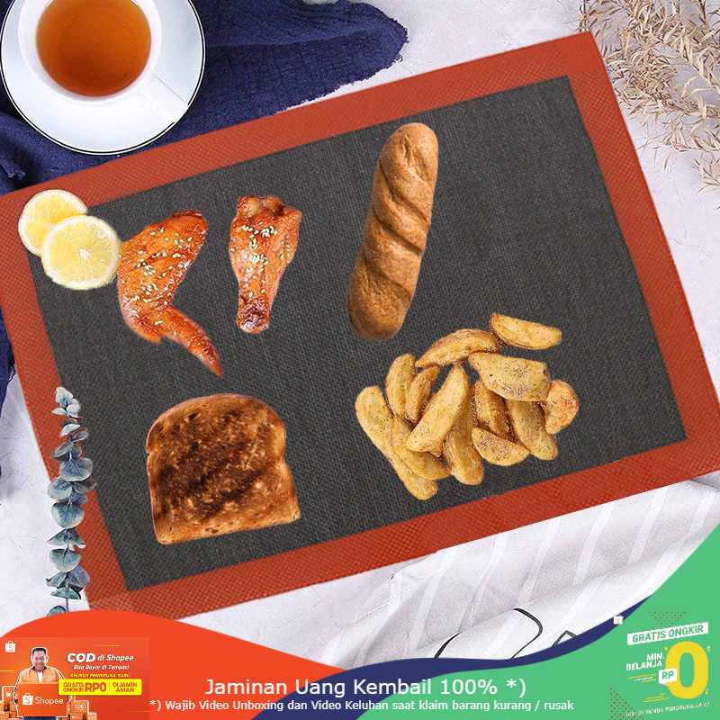 (BISA COD) RVOSTR GTLCONIE Alas Masak Silicone Non-stick Oven Baking Tray Mat - A004