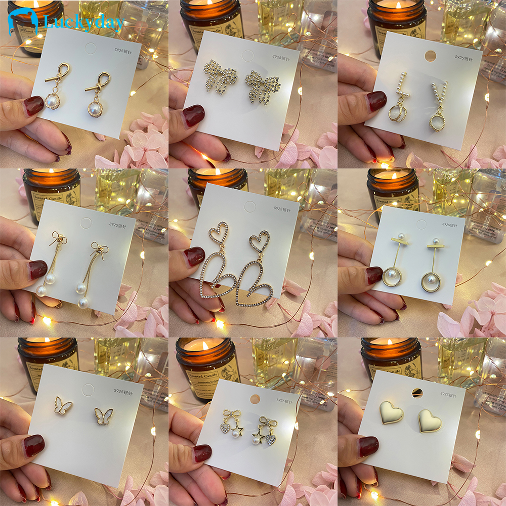 YEEZII Set Anting Desain Kupu-Kupu Hati Mutiara Warna Emas Gaya Retro Untuk Wanita