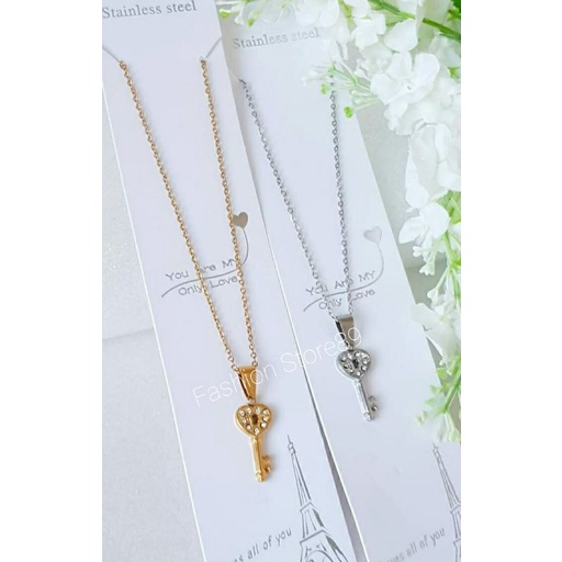 Kalung Key of love Titanium bestquality Gold Silvet Fashion Impor Antikarat dewasa anak