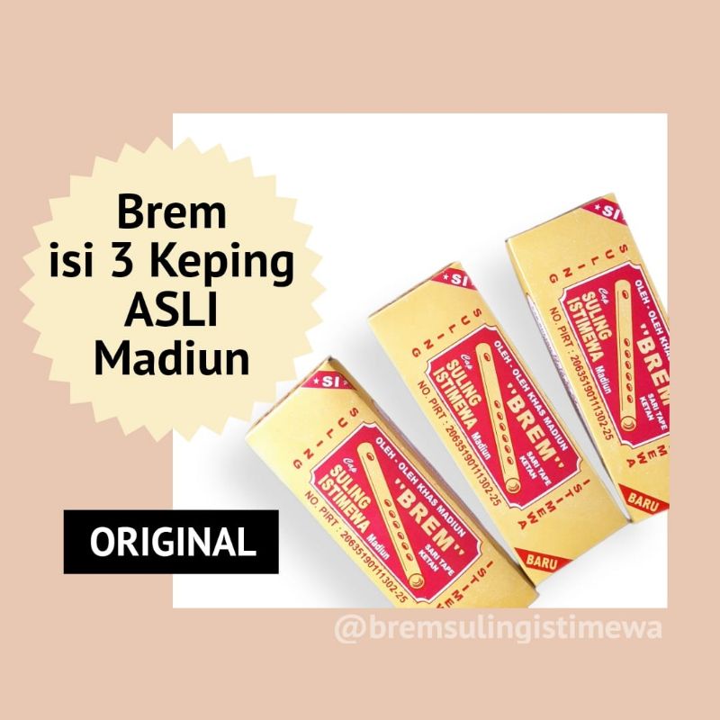

BREM oleh-oleh khas madiun dengan KEMASAN KARDUS ISI 3 KEPING