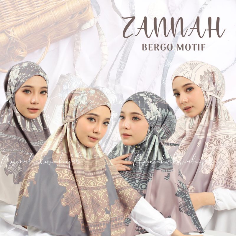 hijab bergo instant motif zannah bergo