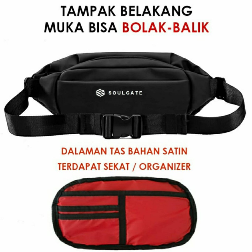 Sling bag Pria Anti Air Bahan Mickro - Tas Selempang Bolak Balik Unisex