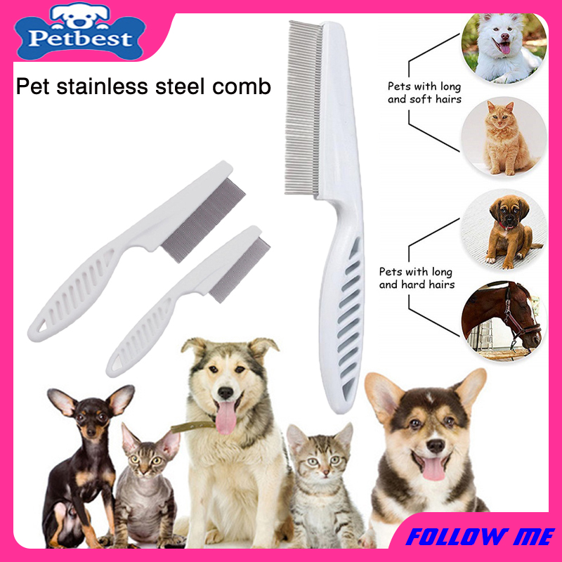 Pet Flea Comb Cat Dog Lice Stainless Steel Needle Brush Dental Cleaning Comb