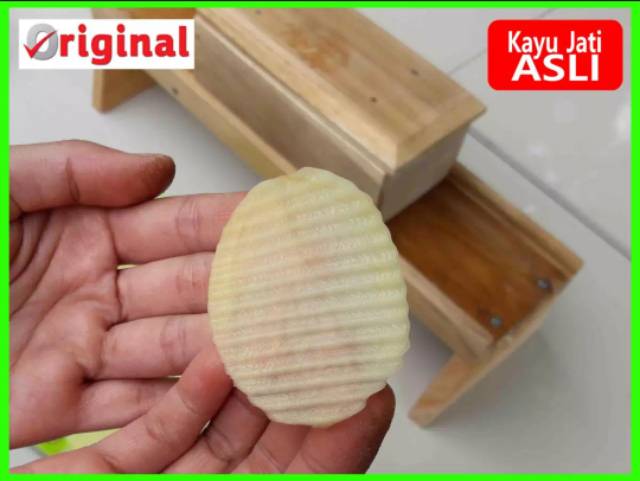 NEW UK JUMBO PENGIRIS SERBAGUNA / PEMOTONG KENTANG PENGIRIS KENTANG PEMOTONG BAWANG KAYU JATI ASLI
