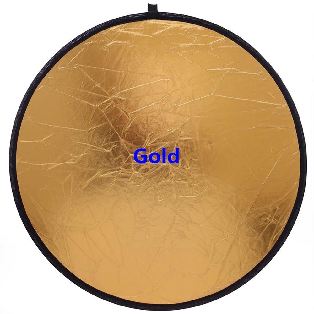 Agustinina Disc Light Reflector Studio Fotografi Collapsible 24 &quot;/ 60cm 2in1 Handhold Gold and Silver Flash Diffuser