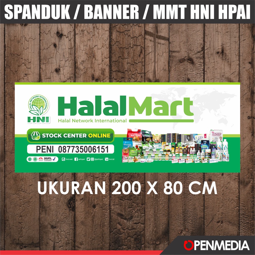 BANNER / SPANDUK MMT STOKIS HNI HPAI / BANNER TOKO HNI / BANNER HALALMART / SPANDUK HALAL UKURAN 200