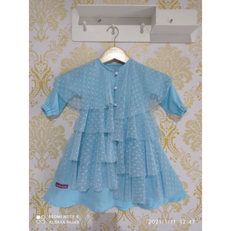 ALSAVA - Dress anak rumbai Kids Dress anak tile tule polka polky polkadot