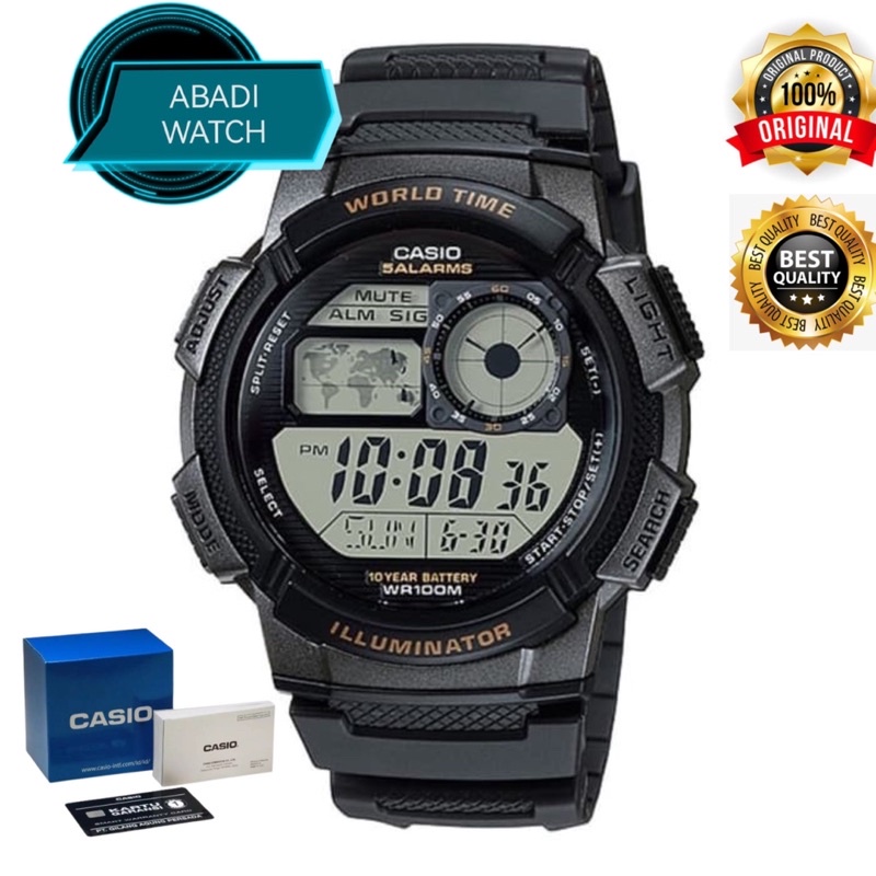 Casio General Digital AE-1000W-1AVDF ORIGINAL GARANSI RESMI BATERAI 10 TAHUN