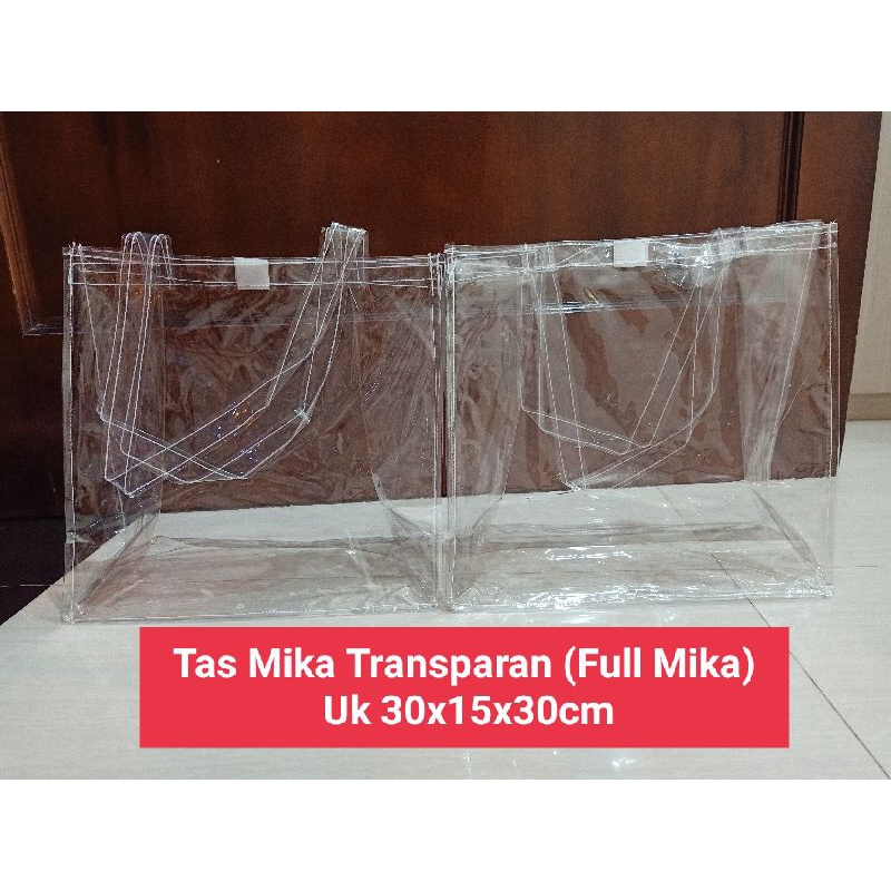 

Tas mika transparan (Bening)/goodiebag/tas souvenir Uk 30x15x30cm