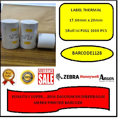 

Label Sticker Thermal Barcode 60x20 ( 1000 Pcs Core 1")