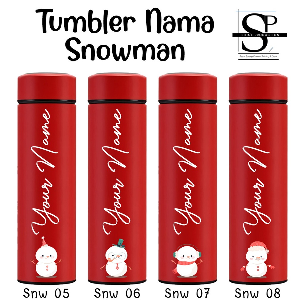 Tumbler Natal Snowman Custom Nama