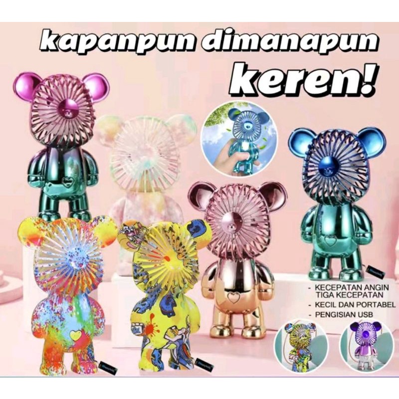 kipas usb portable mini bear genggam kipas gradasi