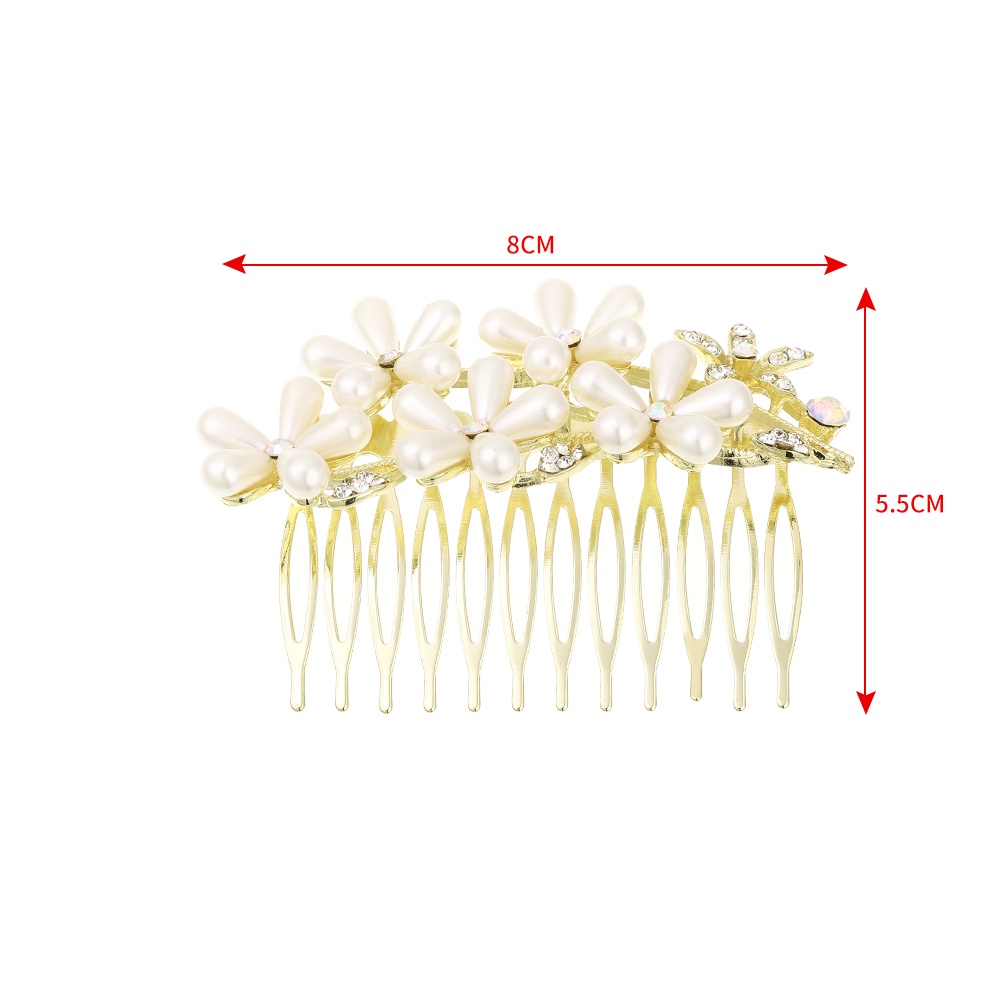 Sisir Rambut Bentuk Bunga Aksen Mutiara Dan Berlian Imitasi Untuk Wanita