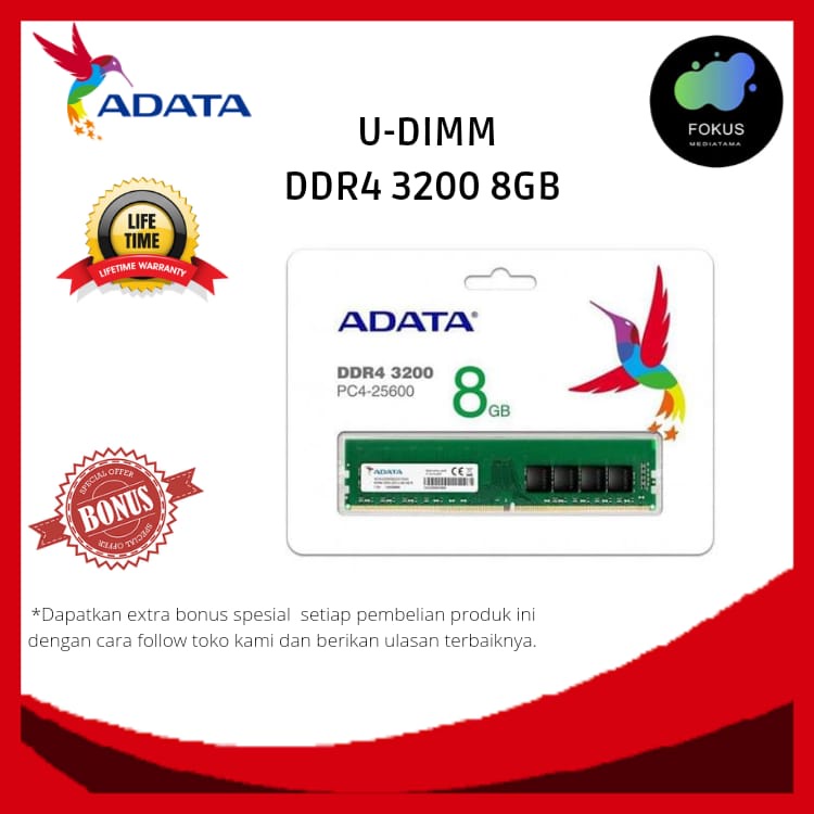 ADATA Premier DDR4 3200MHz 8GB U-DIMM / SODIMM RAM PC / LAPTOP