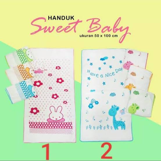 HANDUK BAYI SWEET BABY/ PERLENGKAPAN MANDI BAYI BARU LAHIR