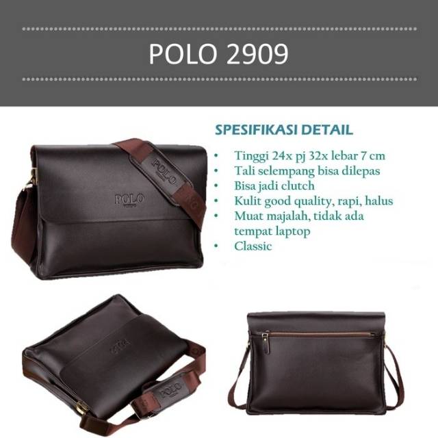 Tas selempang pria POLO - tas kulit import murah kekinian - branded batam bandung grosir - sekolah